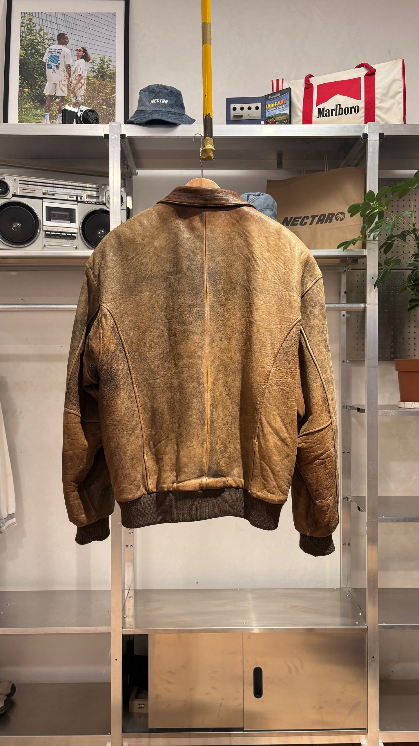 BROWN LEATHER JACKET - XL