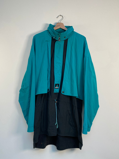 VINTAGE 1990’s LONG JACKET ADIDAS BLUE AND BLACK - XL