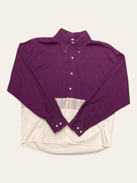 VINTAGE SHIRT UPCYCLED PURPLE AND WHITE - M