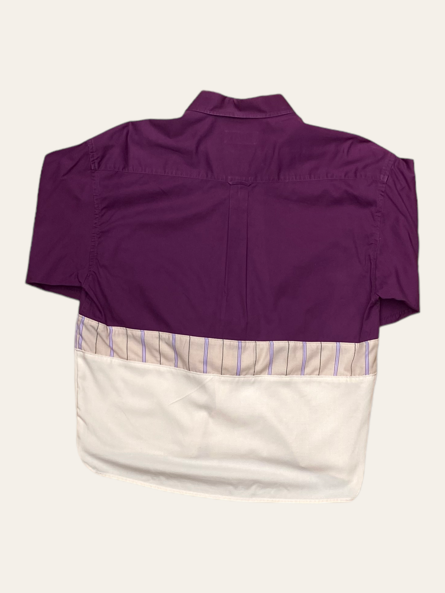 VINTAGE SHIRT UPCYCLED PURPLE AND WHITE - M